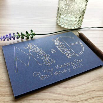 Personalised Wedding Couple Initial Gold Foil Card, 9 of 12