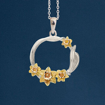 Sterling Silver Entwined Daffodil Flower Necklace, 3 of 9