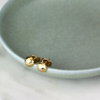 Small Hammered Dome Stud Earrings, 4 of 9