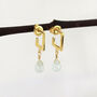 Square Earrings With Gem Stone Drop, thumbnail 5 of 9