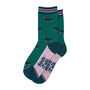 Sausage Dog Pinstripe Bamboo Ankle Socks Women's Green, thumbnail 2 of 3