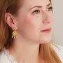 Gold Plated Silver Filigree Stud Ball Drop Earrings, thumbnail 6 of 8
