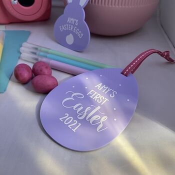 Personalised 'My First Easter' Egg Decoration Purple, 3 of 8