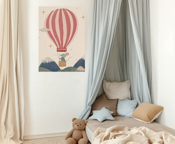 Ballon Riding Mouse Nursery Art Print, 4 of 6