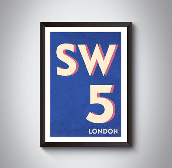 Sw5 Kensington, London Postcode Typography Print, 5 of 8