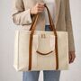 Personalised Evelyn Canvas Double Strap Shoulder Tote Bag Handbag, thumbnail 1 of 5