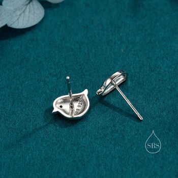 Sterling Silver Tiny Robin Bird Stud Earrings, 11 of 12