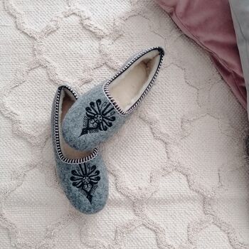 Pansy Felt Embroidered Ballerina Slippers, 4 of 5
