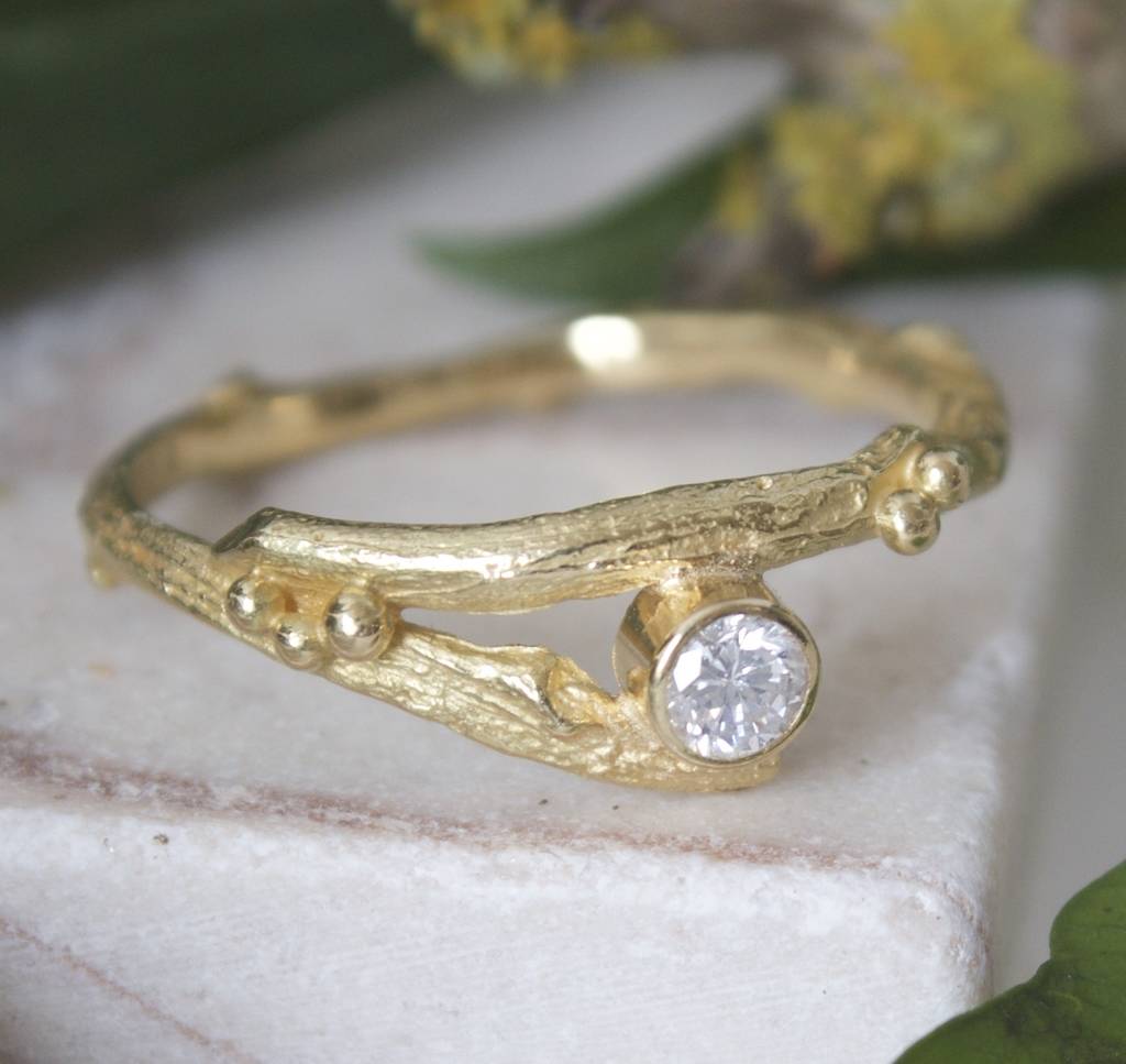  Diamond  Engagement  Ring  18  Carat  Gold Diamond  Twig Ring  By 