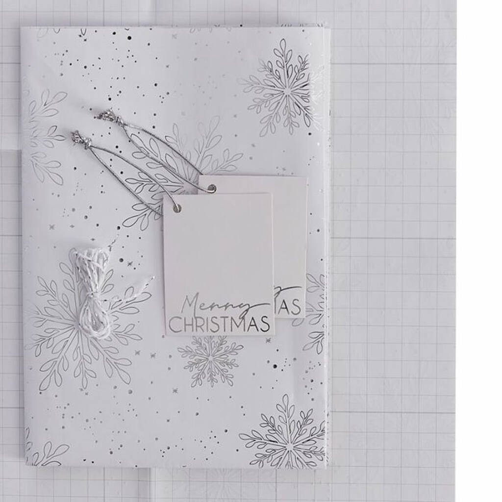 Silver And White Snowflake Christmas Wrapping Paper By The Wedding of 