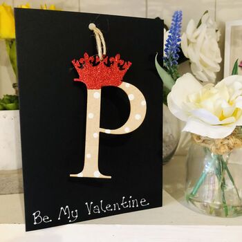 Personalised Valentines Wooden Letter Card King Crown, 6 of 6