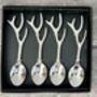 Set Of Four Stag Antler Handle Tea Spoons, thumbnail 2 of 2