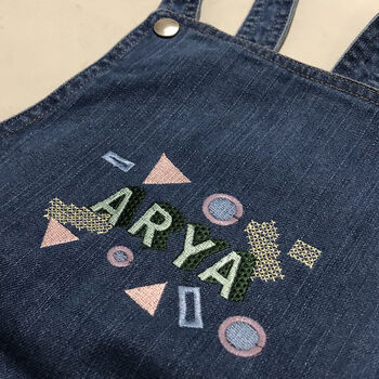 Personalised Name Embroidered Baby Dungarees, 9 of 12
