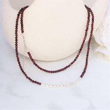 Garnet And Sterling Silver Long Necklace, 5 of 10