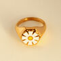 Signet Ring With Cute White Enamel Daisy Flower, thumbnail 1 of 4