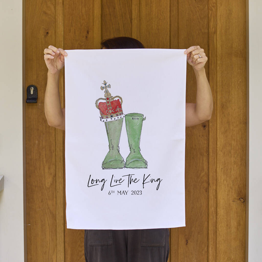 The King's Coronation Welly Boot Tea Towel, 1 of 2