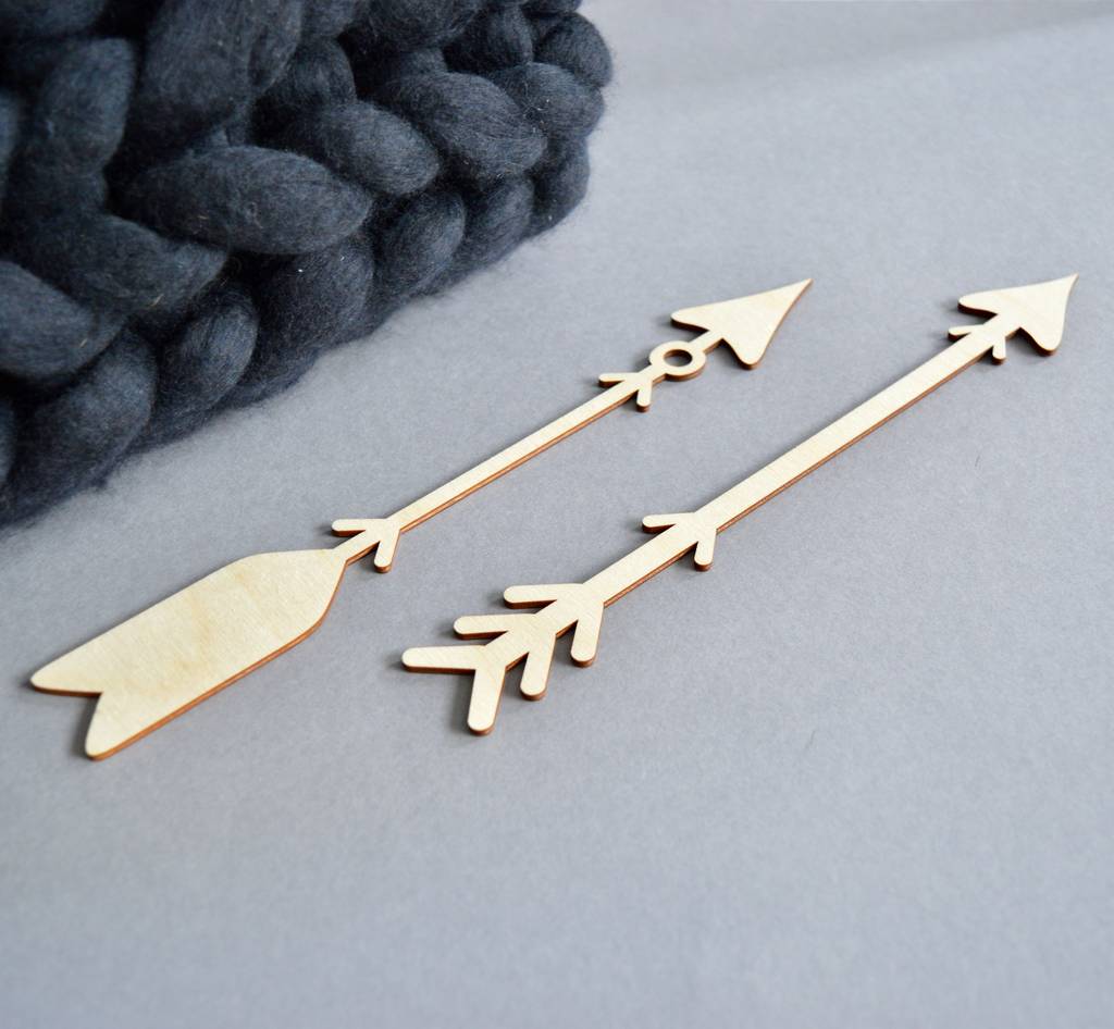 Wooden Arrow Wall Art Set Of Two Tribal Arrows By Not a Jewellery Box