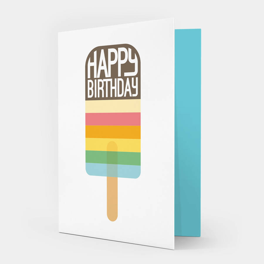 Rainbow Striped Lolly Birthday Card