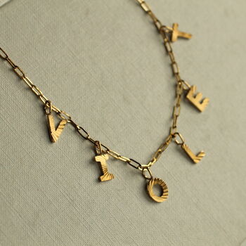Gold Sunburst Name Necklace, 5 of 9