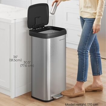 Tall Metal Kitchen Bin With Pedal Lid, 2 of 9