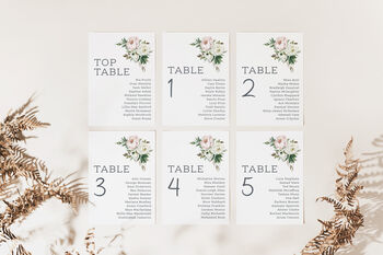 Seating Table Plan Cards Pink And White Peony Design, 4 of 6