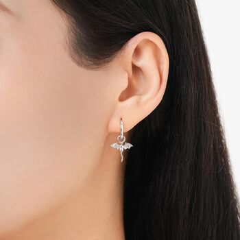 Sterling Silver Tiny Dragon Huggie Hoop Earrings, 6 of 11