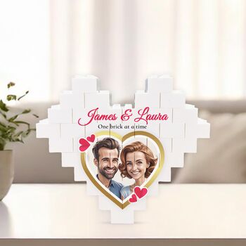 Personalised Heart Shaped Lego Style Photo Puzzle Block, 2 of 4