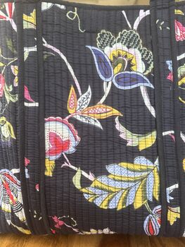 Block Print Quilted Tote Bag, Indian Print Handbag Pink, Black, 8 of 10