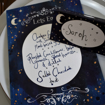 Celestial Star And Moon Menu And Place Card Set, 3 of 7