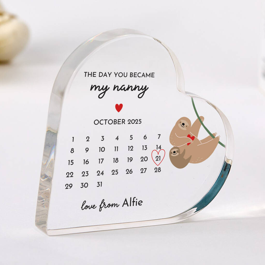 Personalised Nanny Gift – Heart Calendar Plaque, 1 of 3