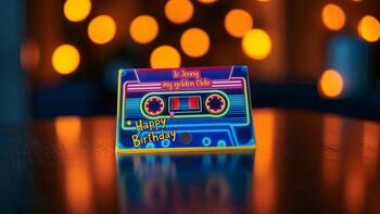 Personalised Cassette Voice Message Card – Neon Happy Birthday, 3 of 12