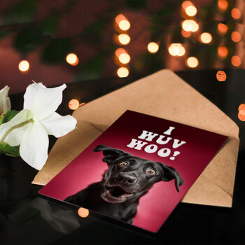 Wuv Woo Happy Black Labrador Retriever Dog Love Valentine's Card, 4 of 6