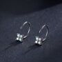 Sterling Silver Cz Hydrangea Flower Huggie Hoop Earrings, thumbnail 1 of 12