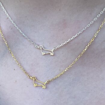 Dachshund Necklace In 925 Sterling Silver Or 18kt Gold Plated, 5 of 6