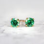 Teal Green Crystal Stud Earrings In Gold Or Silver, thumbnail 5 of 11