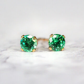 Teal Green Crystal Stud Earrings In Gold Or Silver, 5 of 11