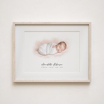 Custom Baby First Christmas Gift – Hand Drawn Portrait From Photo, Christening Keepsake, 7 of 8