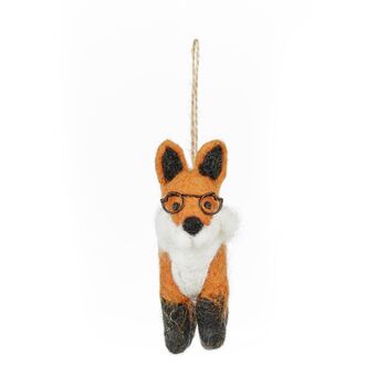 Handmade Felt Lennox The Fox Hanging Decoration, 4 of 5