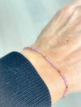Dainty Pink Tourmaline Beaded Bracelet In Gold Vermeil, 4 of 4