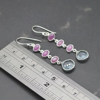 Ruby, Blue Topaz Dangle Earrings, 4 of 8
