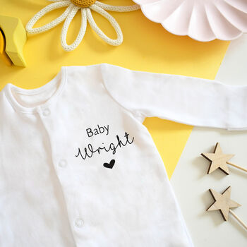 Personalised Baby Name Or Surname Unisex Babygrow, 2 of 9