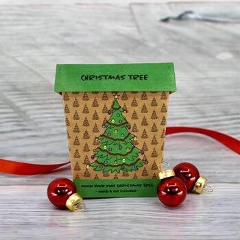 Merry Christmas Fir Tree Grow Pot Kit, 8 of 11