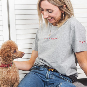 Dogs Over Humans Embroidered T Shirt, 3 of 4