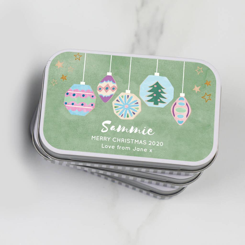 Personalised Christmas Keepsake Gift Tin Themed By Cotton Twist