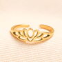 Stainless Steel Lotus Flower Toe Ring In Gold, thumbnail 1 of 2