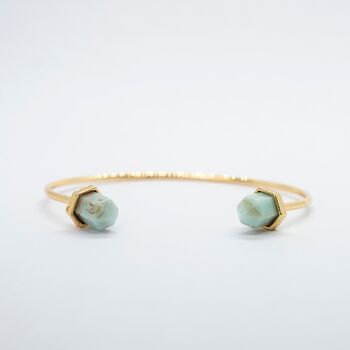 Adjustable Turquoise Stone Pencil Cuff Bangle Bracelet, 4 of 5