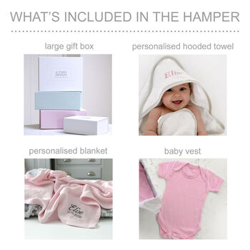 Personalised Pink Blanket And Towel And Vest Hamper, 6 of 8