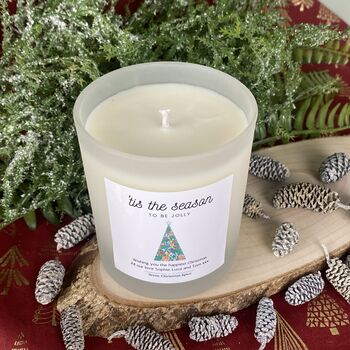 Personliased Tis The Season Christmas Home Candle Gift, 2 of 10