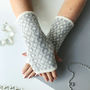 Grey Knitted Lambswool Fingerless Mittens, thumbnail 1 of 5