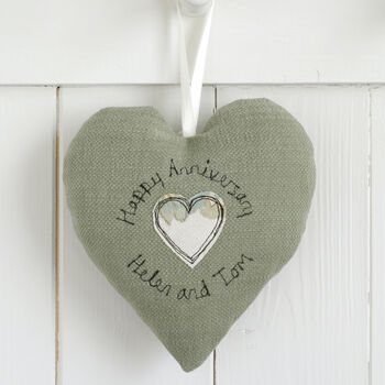 Personalised 4th Linen Wedding Anniversary Heart, 4 of 9
